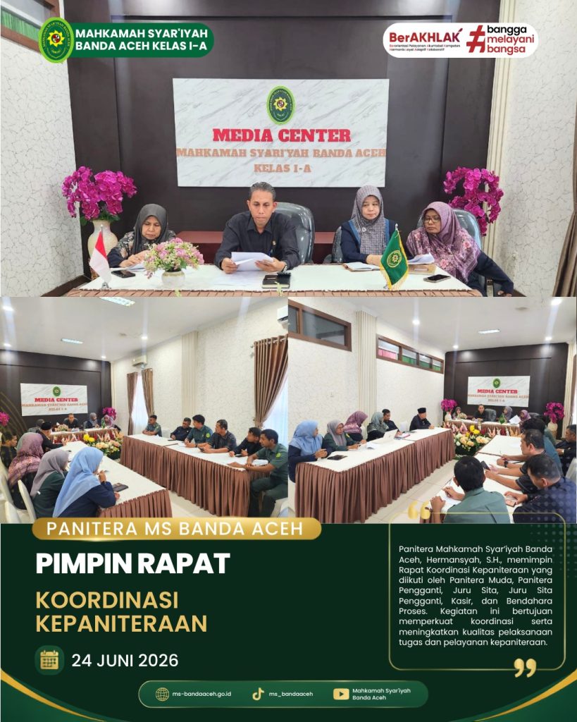 Panitera Mahkamah Syar’iyah Banda Aceh Pimpin Rapat Koordinasi Kepaniteraan
